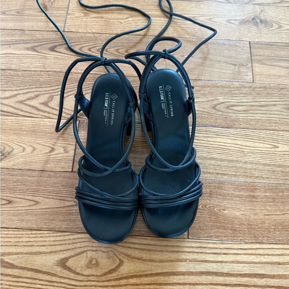 Call It Spring Black Strappy Platform Sandals